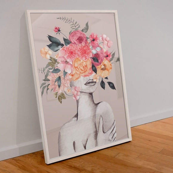 Watercolor Floral Woman Portrait Wall Art Illustration Print Poster Unframed - Picture 4 of 7